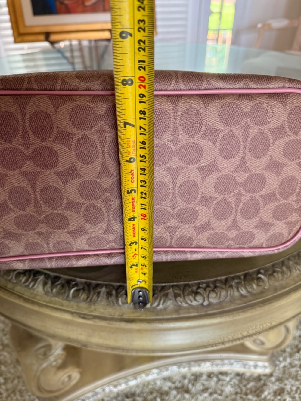 Coach Gallery Tote Khaki Pink Signature Canvas Leather Bag NEW - Picture 9 of 13